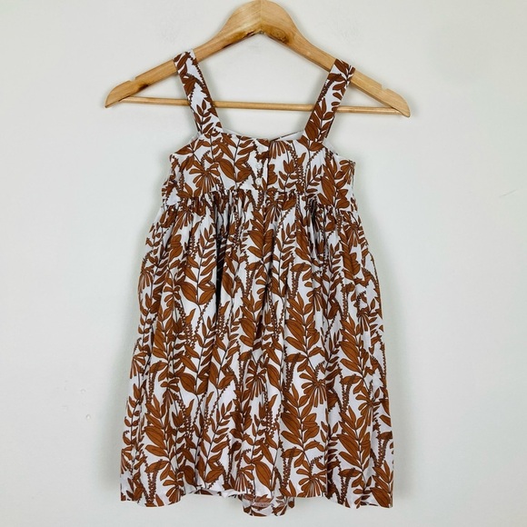 Janie and Jack vine print bow front brown and white dress. Size 6 - Picture 5 of 6